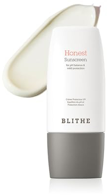 BLITHE Honest Sunscreen LSF 50+ PA++++ – Leichte Gesichts-Sonnencreme für empfindliche Haut, pH 5.5, koreanische Hautpflege, chemischer UV-Schutz (50ml)