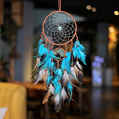 SYSUII Traumfänger Handgefertigt Dreamcatcher Feder Wandbehang Baum des Lebens Indische Wanddekorationen Schlafzimmer Dekoration für Hochzeit Kindergarten Schlafzimmer Wandbehang Ornamente Handwerk
