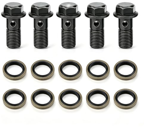 HERCHR M10x1.25 Banjo Bolt 5pcs Banjo Fittings M10 X 1.0mm Motorcycle Banjo Screws Motorcycle Banjo Bolts Brake Bolt Replacement(M10×1.25mm)