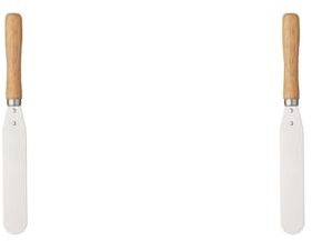 KitchenCraft Small Palette Knife/Cake Spatula, Metal with Wooden Handle, 13.5 cm Blade, Silver/Beige, 23 cm (9 inches) (Pack of 2)