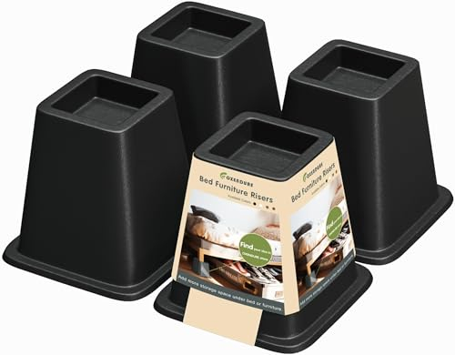 OXENDURE Lot de 4 rehausseurs polyvalents pour meubles de lit et meubles de 15,2 cm – Robuste, supporte 136 kg par rehausseur, noir