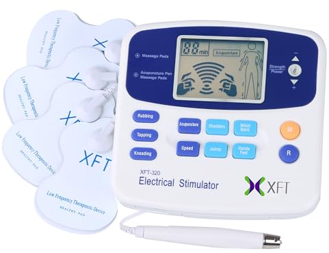 XFT 320A TENS Gerät, Tragbare Elektrostimulationsgerät, 2 Kanäle und 7 Modi Reizstromgerät, Patentiertem Design zur Chronische Schmerzen und Zum Muskelaufbau Schmerzlinderung