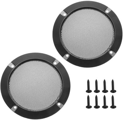sourcing map 2Pcs 4 Grill Mesh Decorative Circle Woofer Guard Protector Cover Parts with 8 Screws Black