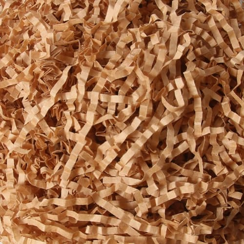 JIHUOO 100 g Knisterschnitt Papierschnipsel Geschenkkorb Seidenpapier Füllstoff Osterkorb Füllstoffe Geschenke Verpackung Gras für Boxen geschreddertes Papier Füllstoff braun