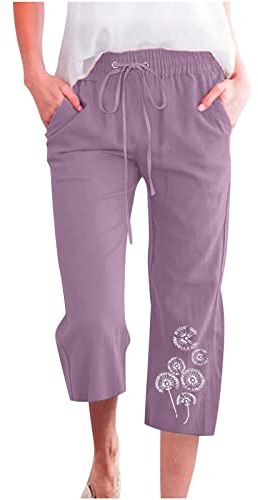 Awrvia Damen Jogginghose Große Größe 3/4 Sporthose Trekking Baumwolle Leinen Trainingshose Straight Bein Freizeit Baumwolle Fahrrad Hose mit Tasche Hosen Party Elastisch Geschäft Sporthose