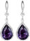 Linawe Silver Purple Dangle Earrings, Amethyst Crystal, Imitation Diamond Drop Chandelier Earrings for Women Trendy, Rhinestone Teardrop Dangly Earrings, Wedding Jewellery Set