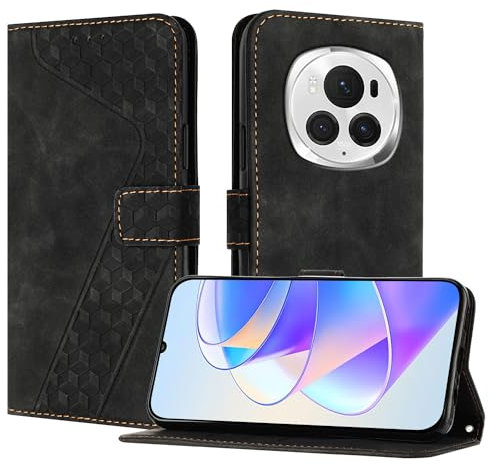 YIRRANZD Funda para Honor Magic 6 Pro 5G, Funda Tapa Libro Movil Carcasa PU Cuero [Ranura para Tarjeta], Flip Caso Cubierta Case Funda para Honor Magic 6 Pro 5G (Negro)