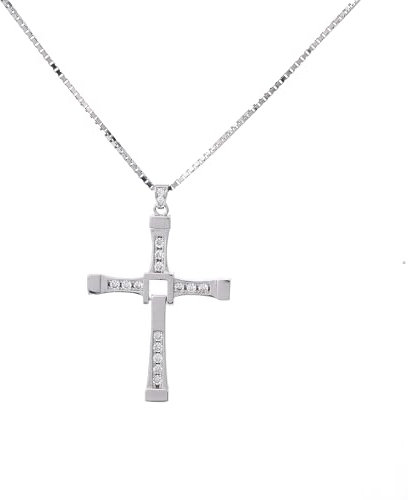 Haobook Halskette mit Kreuzanhänger „Speed ​​and Passion von Dominic Toretto 925er Sterlingsilber Kette mit Kreuzanhänger für Herren Schmuck Weihnachts- und Erntedankgeschenke Unisex,L#
