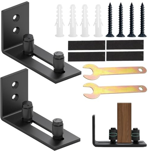 2 Piezas Guía de Piso Ajustable para Puerta Corrediza de Granero Guía de Piso Puerta Corredera Suelo Guía de Piso Ajustable para Puerta Corrediza para Graneros, Puertas Correderas (Negras)