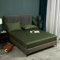 Luofanfei Spannbettlaken 180x200 Grün Olivgrün Boxspringbett Frottee Glänzend Sommer Kühlend Bambus Microfaser Bettlaken Uni Spannbetttücher für Hohe Matratze bis 25-30 cm