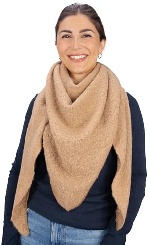 Seasons of April Kuschelig weicher Damen Schal in dreieck Form uni Farben - Britta (Hellbraun)