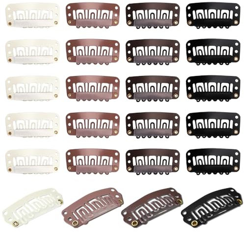 TRKETK 100 Piezas Clip de Peluca, Clips de Metal en Forma de U 6 Dientes Snap-Comb Peluca Clips Extensión de Pelo Clips Peluca Peines Clips para Sujetar Pelucas Extensiones de Cabello Diy, 4 Colores