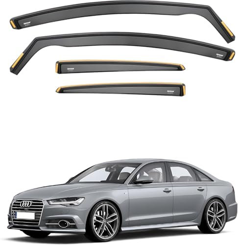 DXQxue Windabweiser für Audi A6 C7 2011-2018, Autofenster Regenschutz, Regenabweiser, Anklebbare Deflektoren Aerodynamisch