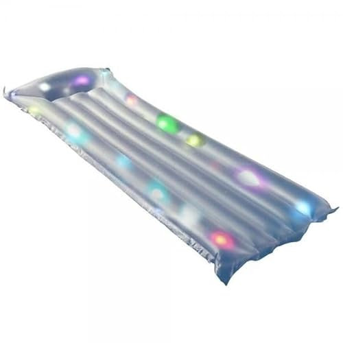Materassino Gonfiabile con Luci LED, 183x75 cm, Cambio Colore Automatico, Trasparente Ghiaccio