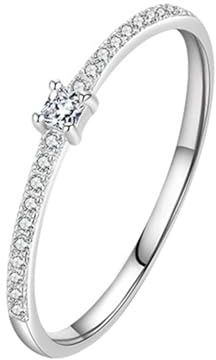 Wycian Damen Ringe Vintage Moissanite Ring Women'S Weiß 9K Au375 2X2mm Runde Form Moissanit Größe 47 (15.0) Vorsteckring für Lesben Klassisch Schmuck