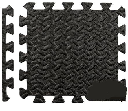 Tappetino fitness puzzle da 4 a 24 pezzi, piastrelle in schiuma EVA ad incastro for palestra domestica, attrezzatura for per palestre, yoga, allenamenti all'aperto(Black-30x30cm,4PCS)