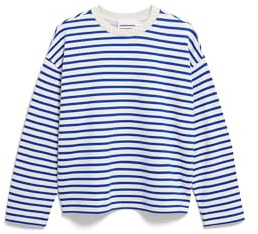 ARMEDANGELS Damen Sweatshirt aus Bio-Baumwolle FRANKAA MAARLEN Stripe Oversized Fit Undyed-Dynamo Blue L