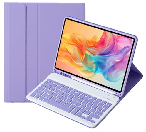 leleyo Custodia con tastiera per Samsung Galaxy Tab A11+/A9 Plus 11 Tablet Cover tastiera magnetica rimovibile QWERTY per Tab A11+,viola