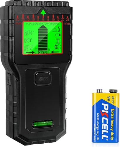 Leitungssuchgerät - Multifunktionaler Stud Finder mit LCD-Display & Audio-Alarm, Kabel- und Metallsucher für Holz, AC-Leitungen, Bolzen, Rohre & Balken Schwarz