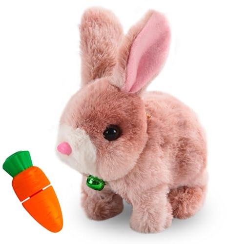 Taechalingo Hüpfendes Kaninchen,Rabbit Decoration,Kuscheltier Hase,Sprechender Hasen,Interaktives Elektronisches Haustier,Geräusche Macht und Dessen Ohren und Nase Sich Bewegen