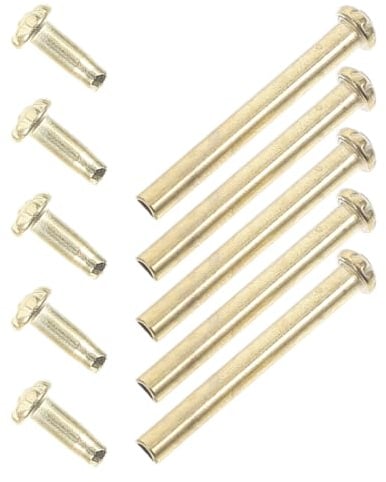 PLAFOPE Set 5 Pezzi Rivetti e Dadi in Metallo per Ventaglio Pieghevole, Perno di Ricambio Finitura Placcata, Accessori per Riparazione Artigianale e Fai da Te, Kit Versatile per Ricambio