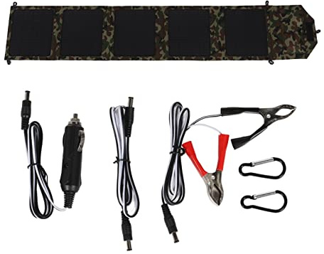 Kit de chargeur portable et pliable de panneau solaire 50 W, panneau solaire en silicium monocristallin avec 2 ports USB, chargeur solaire léger et pliable pour le camping, la
