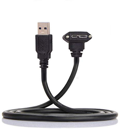 JSER Câble de données Micro USB à angle droit à 90° vers USB 3.0 pour caméra caméléon Gris 3 m