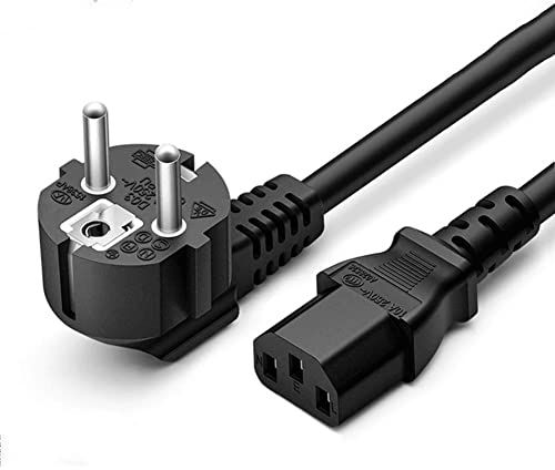 CABLEPELADO Cable de alimentación CPU | Enchufe Tipo F (CEE 7/4) 90° en Ángulo en Toma de Entrada C13 Enchufe | Sección 0.75mm² | Ordenador, Monitor, Impresora | Negro | 1.50 Metros