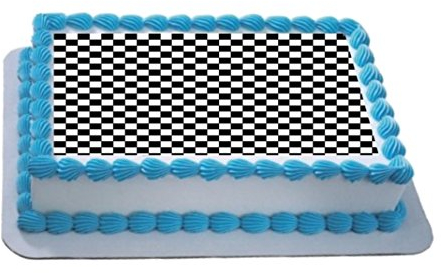 Sprinkles & Toppers Ltd Small Black/White Checker Board A4 Edible Icing Cake Topper (1cm Squares)