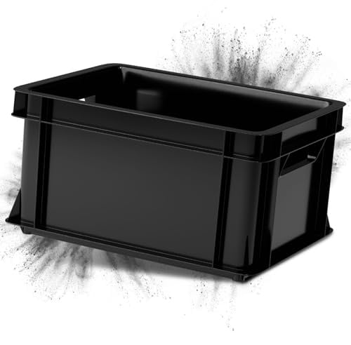 ARTECSIS® 1 x Kunststoffkiste 11L (stapelbar) anthrazit - Transport & Lagerbox (35x24x18cm) - Aufbewahrungsbox & Lagerkiste aus stabilem Kunststoff - Ordnungsbox & Transportkiste Garten & Werkstatt