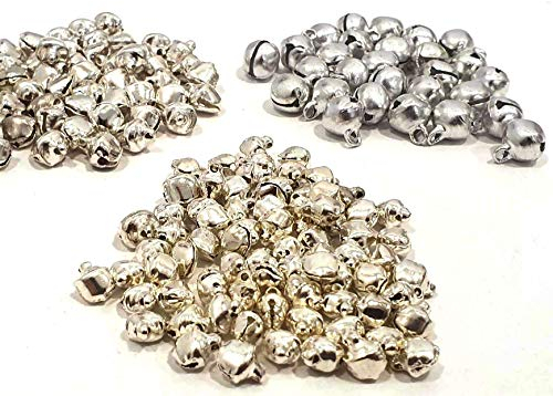 750stk Glöckchen Glocken Metallglöckchen Schellen 10/8/6 mm Jingle Bells mit Öse Farbe Silber Set Basteln Mini Anhänger für Schmuckherstellung Weihnachten Dekoration