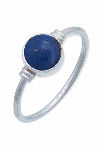 mantraroma Damen Ring 925 Silber mit Stein Lapis Lazuli Edelstein blau schlicht modern
