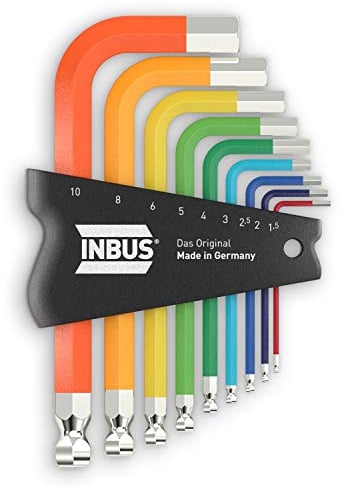 INBUS® 79870 Winkelschraubendreher Set 9tlg, 1.5–10mm, mit ColorGrip bunt & Kugelkopf — Made in Germany