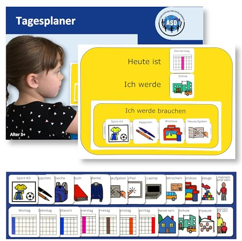 Tagesplaner Kinder Routine Autismus/ADHS Hilfsmittel – Fördert eigenständiges fertig Machen von Kindern –Hochwertige Langlebige Visuelle mit 23 Karten