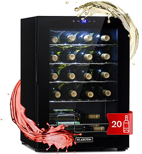 Klarstein Cave a Vin sur Pieds, Caves à Vin de 53L avec une Porte en Verre, Cave a Vins à Zone Unique, Bar Intérieur/Extérieur, Frigo vin, Cave a Vin de Vieillissement, Petite Cave à Vin 20 Bouteilles