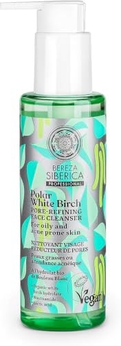 Natura Siberica Polar White Birch Pore Refining Face Cleanser – Gesichtsreiniger mit Niacinamid & Birkenextrakt – porenverfeinernd, Talg regulierend & sanft reinigend – 145 ml