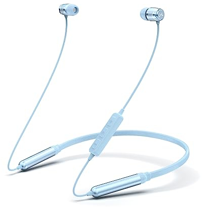 Soundmagic E11BT Neckband Bluetooth Headphones Wireless Earphones HiFi Stereo in Ear Headset with Microphone Noise Isolation Sports Earbuds Long Playtime Blue