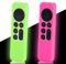 LEFXMOPHY Silicone Case for Apple TV Remote Cover 4K Siri Control 2nd Gen 2021 2022 2023 2024 3rd Generation, 2-Pack Green and Hot Pink Sleeve Glow in Dark with Lanyard