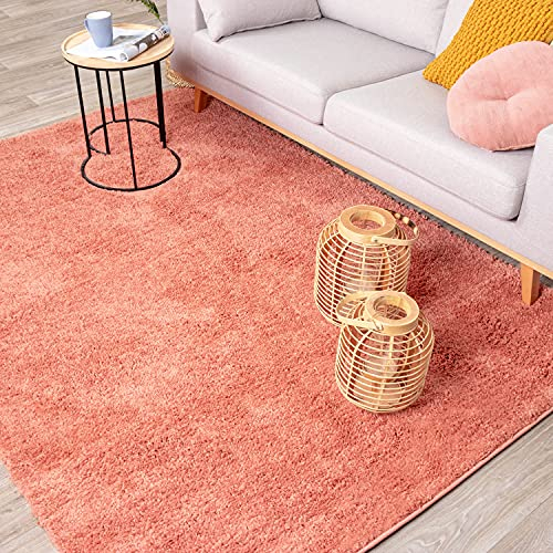 FRAAI | Home & Living Teppich Hochflor - Lofty Orange Rosa - Einfarbig - Modern, Skandinavisch - Wohnzimmer, Esszimmer, Schlafzimmer - Fellteppich - Carpet