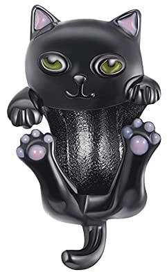 Annmors Schwarze Katze Charms für Armband 925 Sterling Silber Anhänger