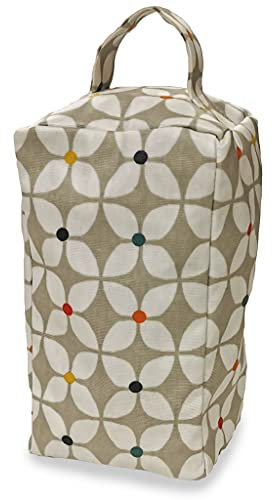 Fabric Door Stop, Tall Decorative Oilcloth Door Stopper for Outdoor, Indoor, Patio, Kitchen, Bedroom Use - 20cm/8in Tall Fabric Door Stop - Unfilled (Gray Scandi Marguerite)