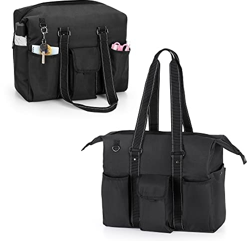 Damero Lehrer Schultertasche, Laptop Handtasche Damen mit mehreren Fächern, Lehrerbedarf Tasche Aktentasche für Arbeit Reise Lehrer, Schwarz