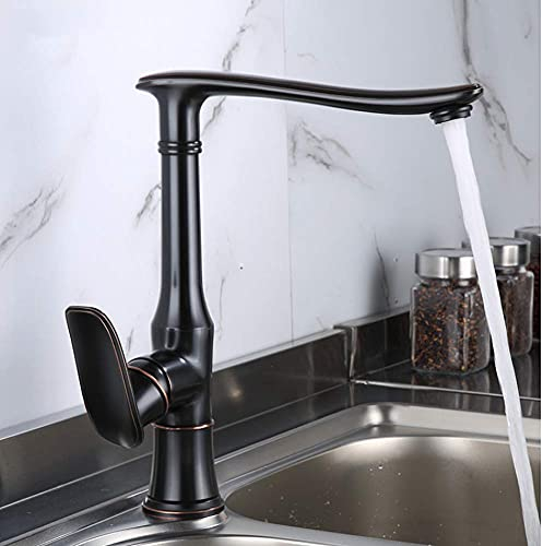 SXLSZ 360° Drehbar Küchenarmatur Wasserhahn Küche, Nostalgie Retro Einhebelmischer Spültisch Armatur Für Küche Spüle, Antikes Messing Spültischarmatur HEI?es Und Kaltes Mischbatterie,Antikes Messing