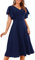 Bridesmay Semi Formal Dresses Ruffle Sleeve Tea Party Dress A Line Swing Vintage Cocktail Dress Flared Bridesmaid Dress Navy 2XL