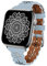 TopPerfekt Lace Leather strap Compatible Apple Watch 38mm 40mm 41mm Women Ultra Thin hollow out Breathable Leather strap Classic Clasp for iWatch Collection Ultra SE 8 7 6 5 4 3 2 1 light blue