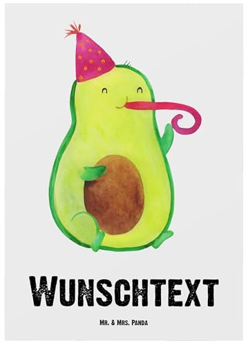 Mr. & Mrs. Panda Personalisierte Postkarte Avocado Geburtstag - Geschenke, Karte mit Namen, Einladung Wunschtext, Ansichtskarte, Happy Birthday, Frucht, Bedrucken, Alles Gute, Party