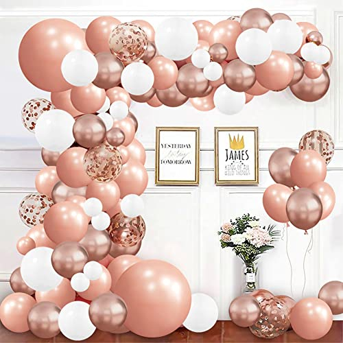 Roségold Luftballons Girlande Luftballons Rosegold Weiß und Konfetti Ballon Partyballon Deko Rose Gold Dekoration fur Geburtstag,Baby Dusche Party