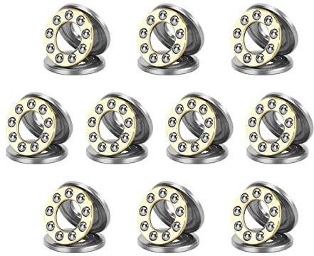 HiPicco Thrust Ball Bearings, 10pcs F5-10M Miniature Plane Axial Ball Bearing 3-in-1, 5mm x 10mm x 4mm Chrome Steel Single Direction