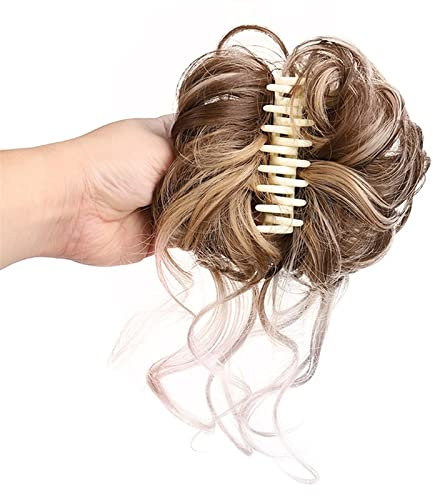 Postiche Chignon Pince à cheveux synthétique perruques de cheveux bouclés désordonnés, postiche de Chignon d'extension de griffe de chignon de femmes for les faux cheveux de femmes Postiches Cheveux C