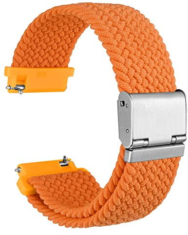 WOCCI 22mm Bracelet Montre en Nylon Tressé pour Homme et Femme, Réglable Boucle Argentée (Orange)